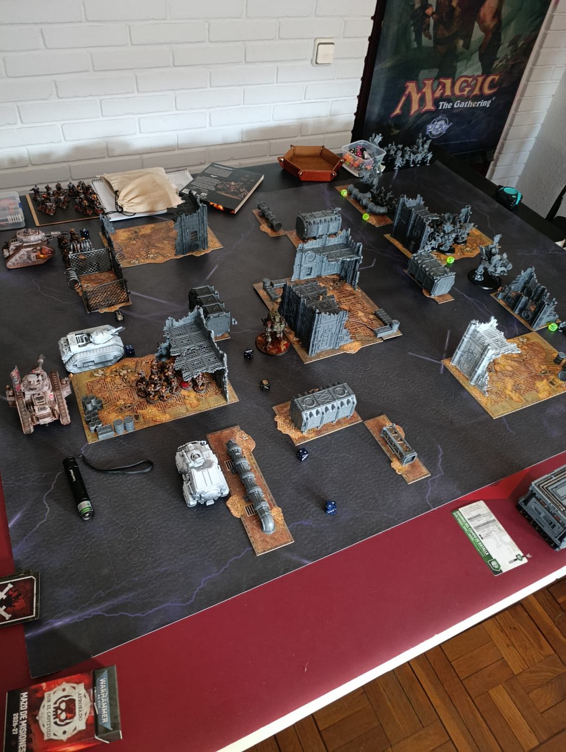 Campo de batalla con escenografía